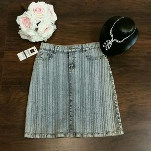 Light Wash Striped Denim Skirt